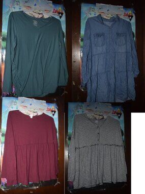 Time and Tru Maternity XL Bundle - 4 Pieces - Tunic, Babydoll Tops & Basics